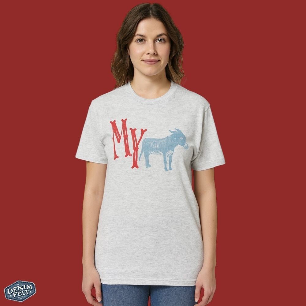 Gildan Funny Graphic Donkey Tee – Gildan Heavy Cotton – Light Gray M NEW